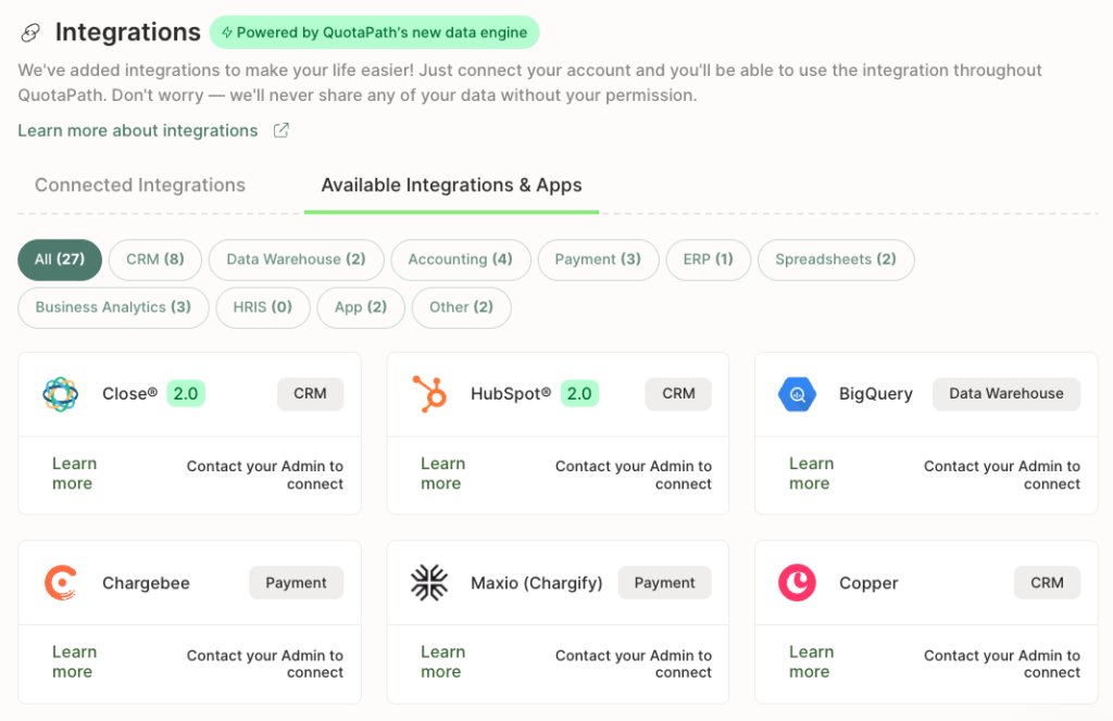 CRM integrations commissions