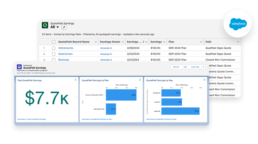 Display and report on earnings in Salesforce