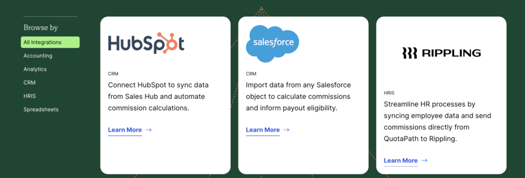 commission software integrations