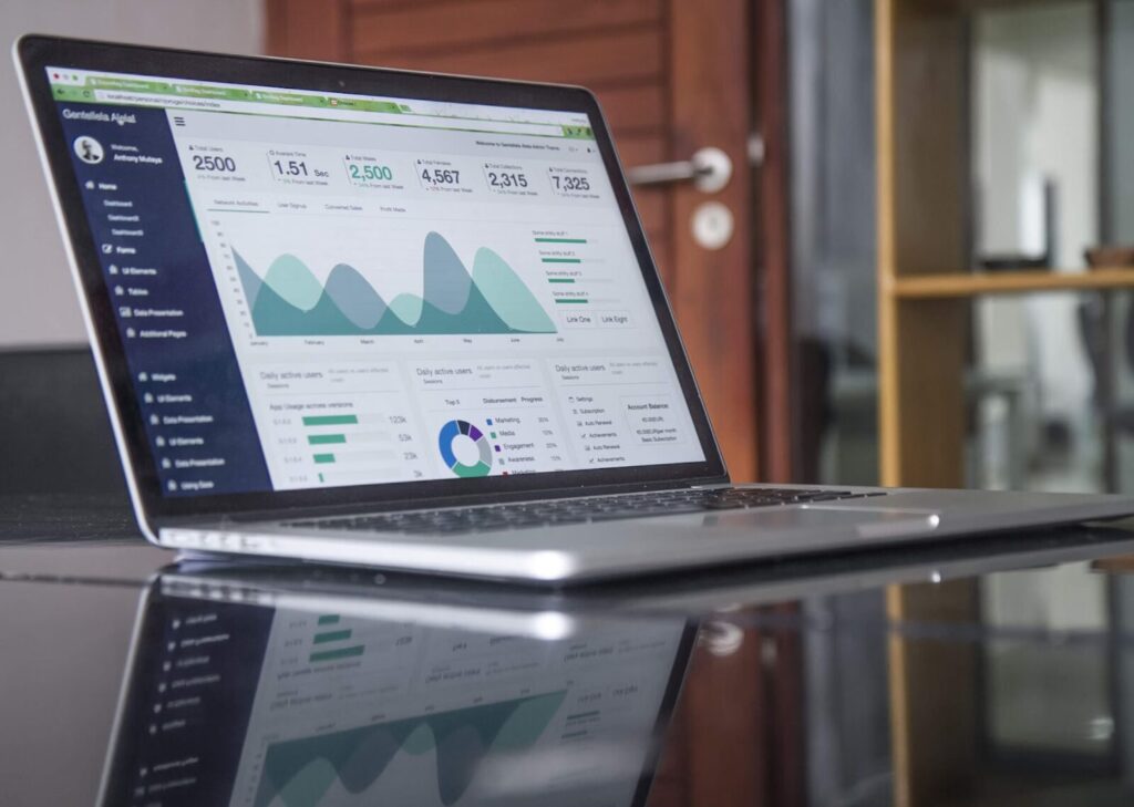image of laptop with sales dashboard