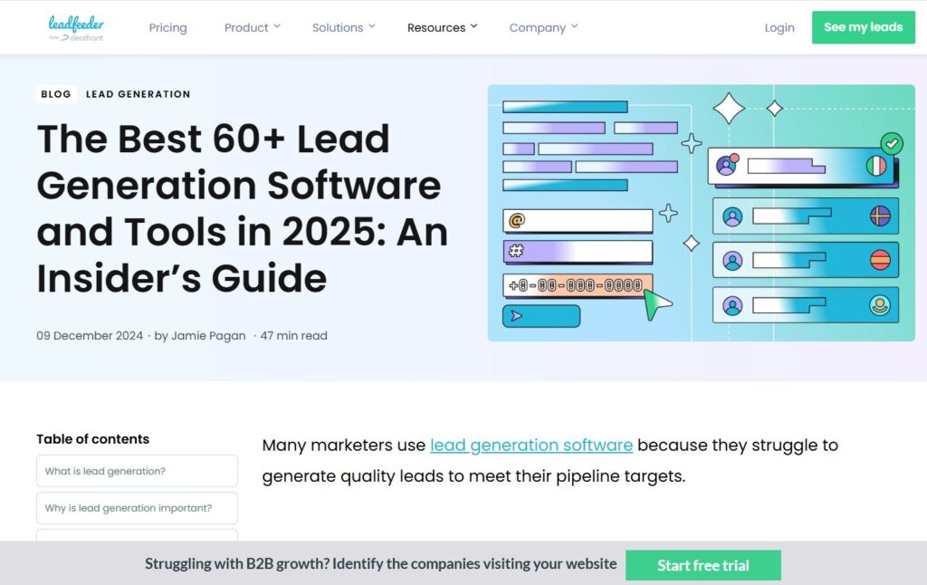 leadfeeder.com screenshot